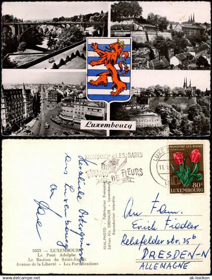 Postcard Luxemburg Adolphbrücke, Stadt, Straße 1955  gel. mit Briefmarke