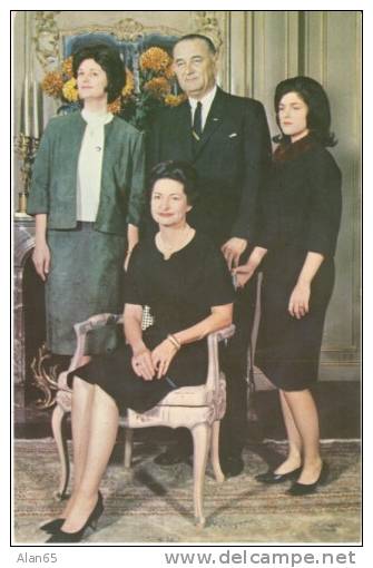 Lyndon Johnson US President &amp; Family, 1960s Vintage Postcard