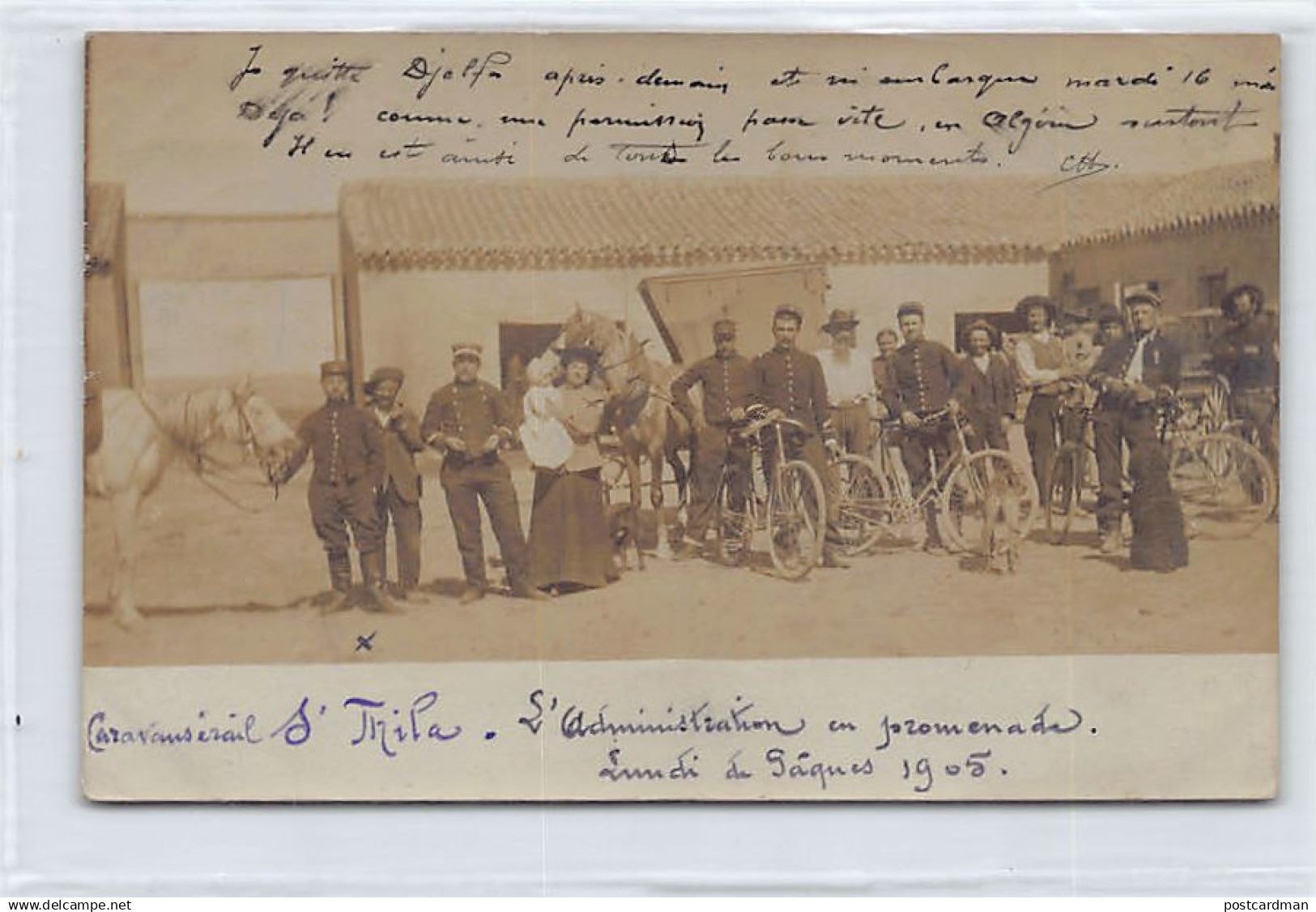 M'SILA - L'administration en promenade - Lundi de Pâques 1905 - CARTE PHOTO - Ed. inconnu