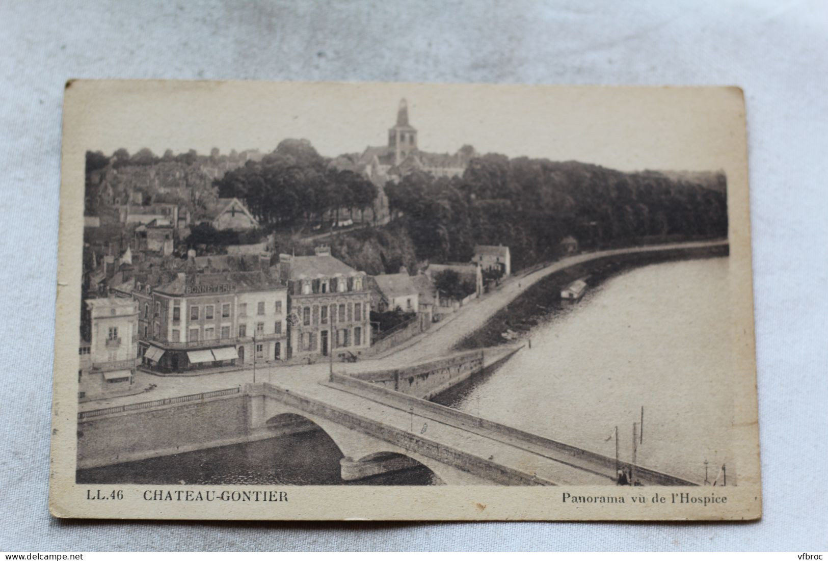 M140, Cpa 1948, Chateau Gontier, panorama vu de l'hospice, Mayenne 53