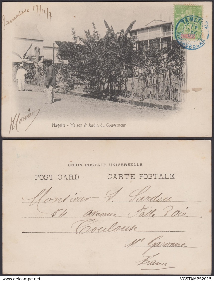 Madagascar - CP voyagée - MAYOTTE " Maison et Jardin du Gouverneur " (6G19424) DC1473