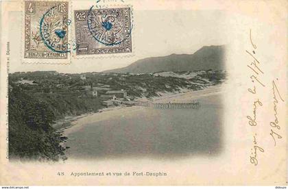 Pays - Madagascar - Fort Dauphin - Appontement et vue de Fort Dauphin - Précurseur - CPA - Oblitération ronde de 1906 -