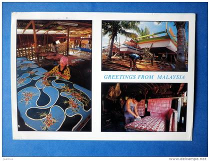 Greetings from Malaysia - handicraft - Air Mail - sent from Malaysia to Finland 1989 Helsinki - Malaysia - used