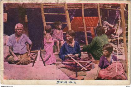 PC MALAYSIA, WEAVING CLOTH, Vintage Postcard (b42623)