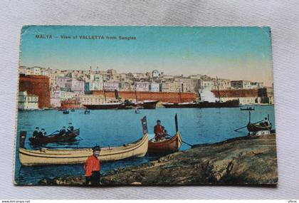 Cpa 1918, Malta, view of Valletta from Senglea, Malte