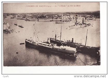 Malte - Congrès de Malte (1913) - "L'Etoile" au port de Malte (bateaux)