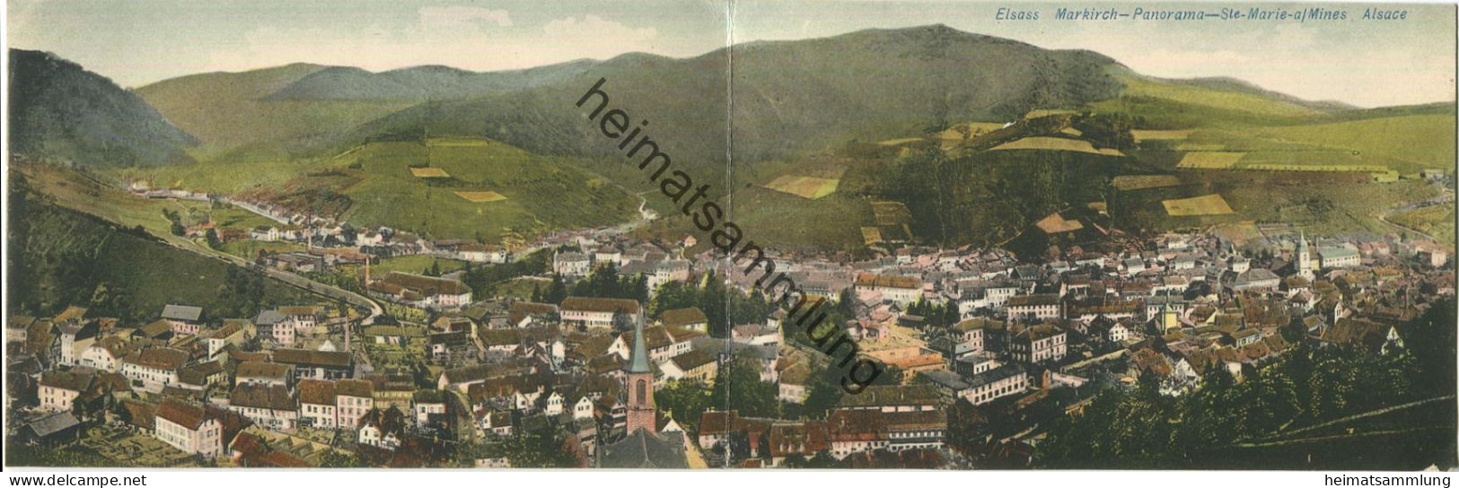 Markirch - Sainte-Marie-aux-Mines - Panorama - Doppelkarte - Verlag G. Schmitt Schirmeck gel. 1903