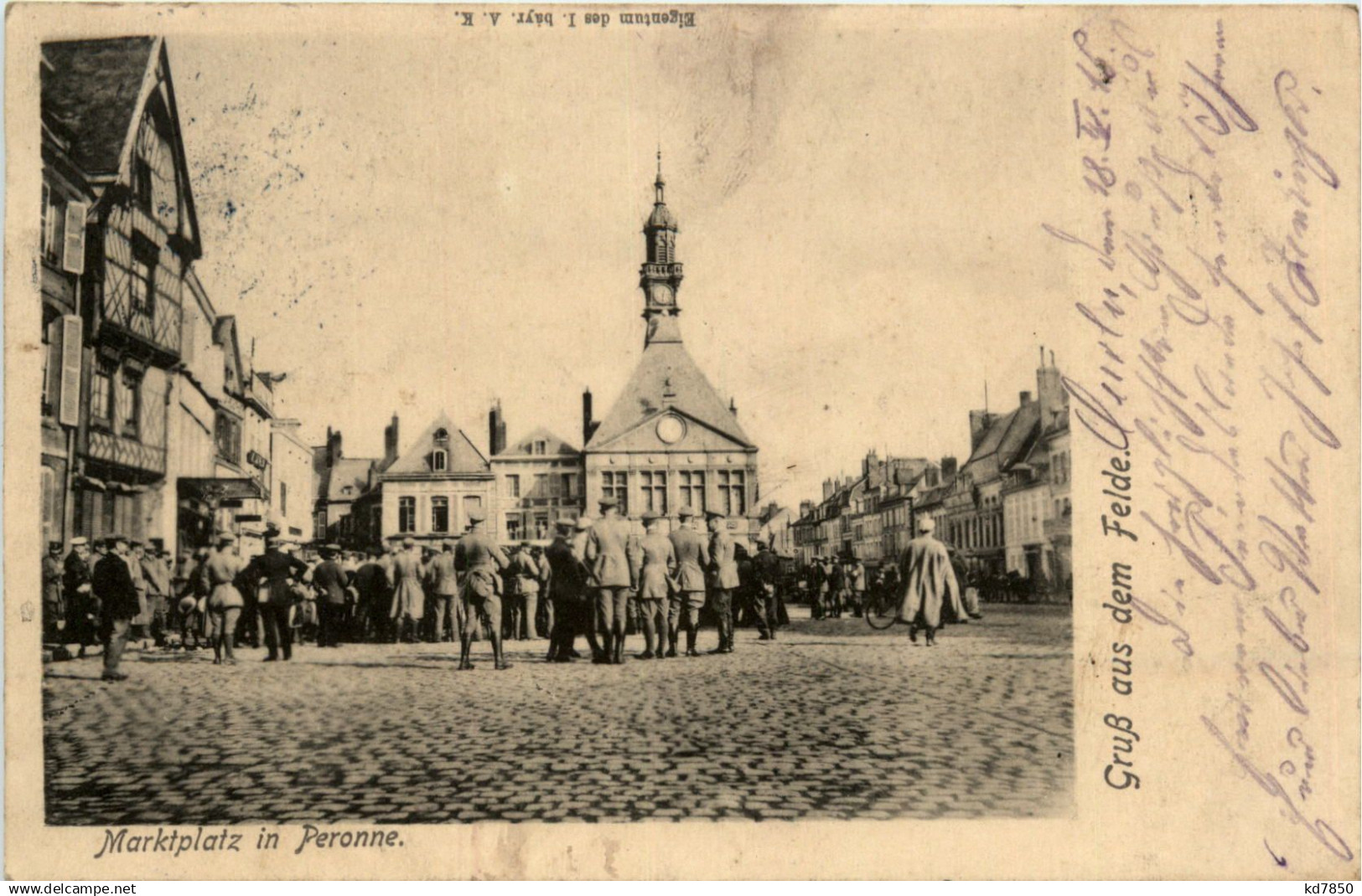 Marktplatz in Peronne - Feldpost