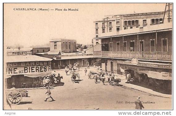 MAROC - ref no 150- casablanca - place du marché- plan brasserie biere -theme biére  - bon etat