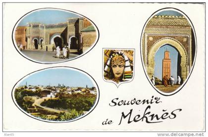 Souvenir de Meknes, Meknes Greetings Multi-view Vintage Postcard