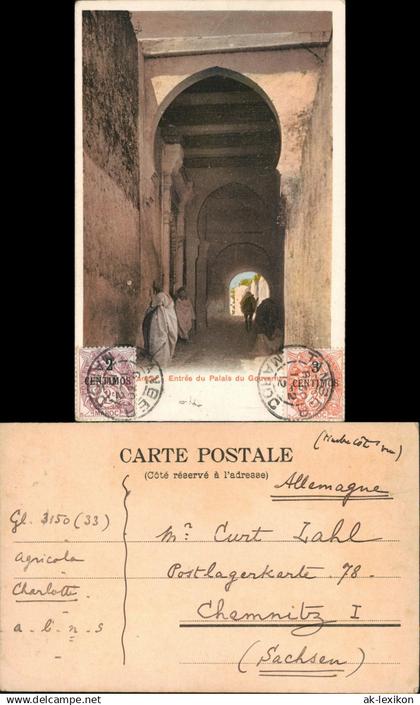 Postcard Tanger Entree du Palais du Gouvernement 1925 gel Stempel Tanger