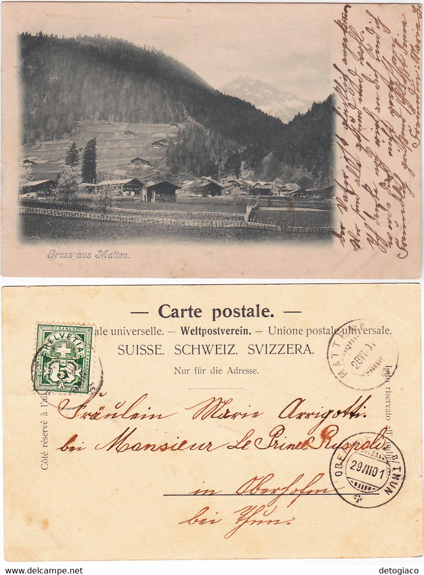 MATTEN BEI INTERLAKEN- SVIZZERA - SCHWEIZ - SUISSE - SWITZERLAND - GRUSS AUS... - VIAGG. 1901 -82697-