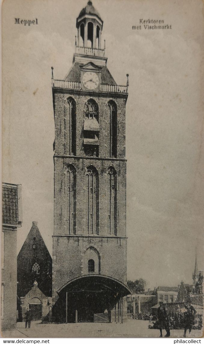 Meppel // Kerktoren met Vischmarkt 19?? Vlekkig