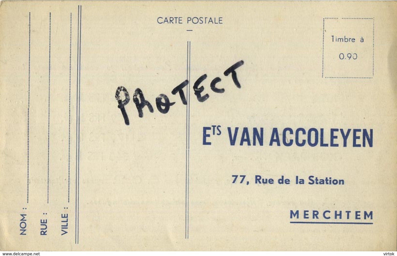 Merchtem : reclame kaart :  Ets. Van Accoleyen  (  zie scans )