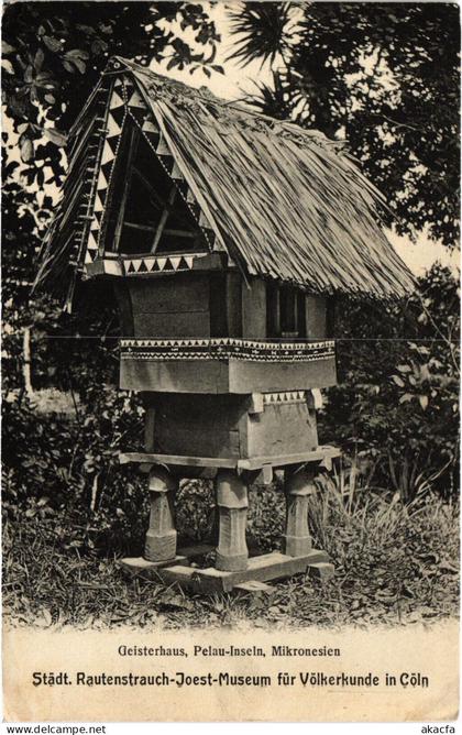 PC MIKRONESIEN, GEISTHAUS, PELAU-INSELN, Vintage Postcard (b53509)