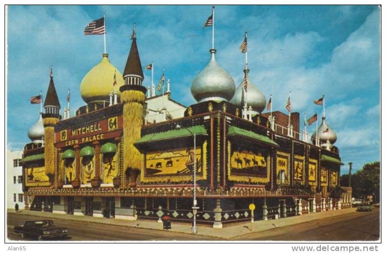 Mitchell SD South Dakota, 1964 Corn Palace, Bizarre Architecture, c1960s Vintage Postcard