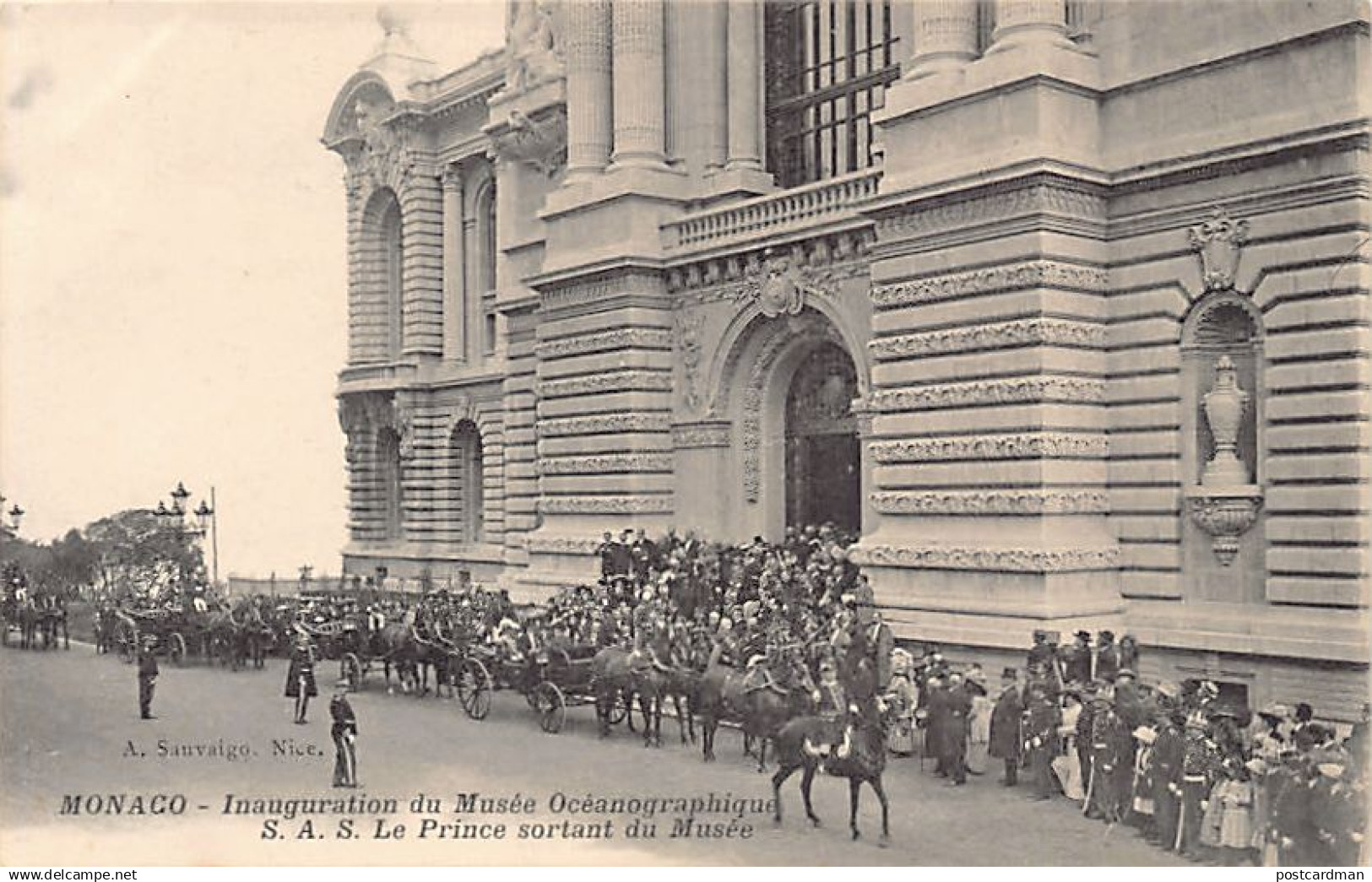 Monaco - Inauguration du Musée Océanographique le 29 mars 1910 - S.A.S. Le Prince sortant du Musée - Ed. A. Saivaigo