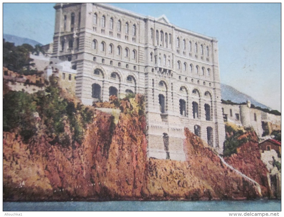 Monaco Monte-Carlo CPA musée océanographique-vue sur sur la mer-- cachet à date double couronne du 29 janvier 1921