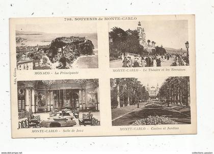 cp , Monaco , souvenir de MONTE CARLO ,multi vues , écrite 1927