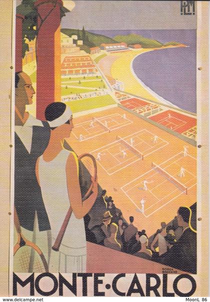 CPM MONACO - COURS DE TENIS A MONTE CARLO - REPRO ANCIENNE AFFICHE