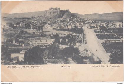 ATENE - ATHENES - ATHENS - GRECIA - GREECE - BOULEVARD OLGA & L'ACROPOLE -17410-