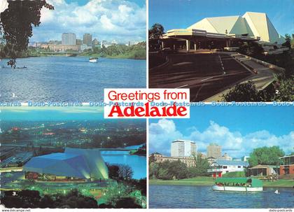D032772 Greetings from Adelaide. Festival Centre. River Torrens with Adelaide sk
