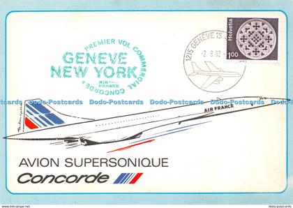 D038696 Avion Supersonique Concorde. Postcard. 1982