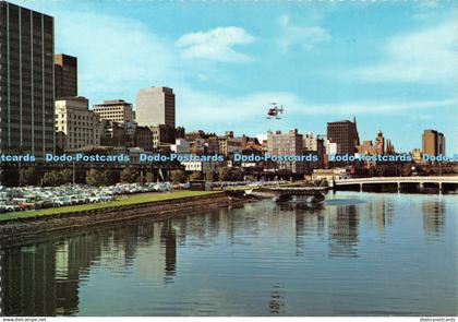 D039541 Melbourne Heliport on the Yarra River. Melbourne. Vic. Garrick Colour Po