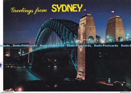D046901 Greetings From Sydney. Majestic Sydney Harbour Bridge at Dusk. Nucolorvu