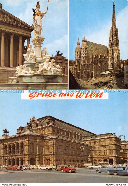 D062640 Grusse aus Wien. Palas Athene. Stephanskirche. Staatsoper. Schones Oster