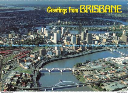 D074350 Greetings From Brisbane. Queensland. Aerial Panorama of Brisbane City. N