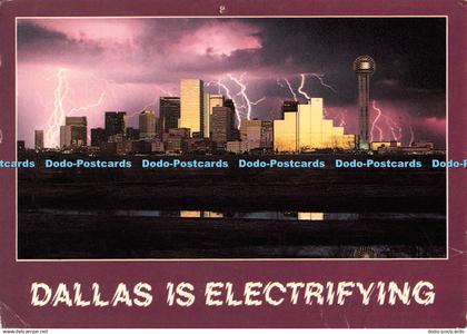 D096256 Texas. Dallas is Electrifying. Night Skyline. Texas Postcard. 1987