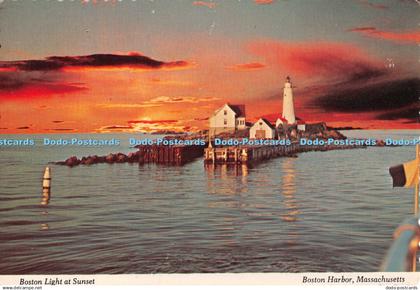 D098816 Massachusetts. Boston Light at Sunset. Boston Harbour. Klein Postcard Se