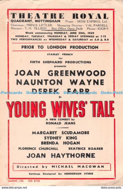 D099158 Theatre Royal. Young Wives Tale. Joan Greenwood. Naunton Wayne. Derek Fa