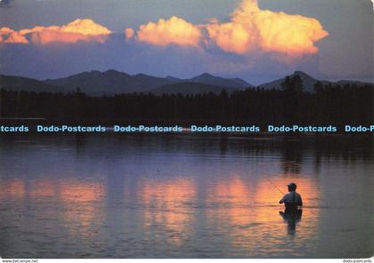 D146834 Fisherman at Sunset. Yellowstone National Park. Yellowstone River. 1988.