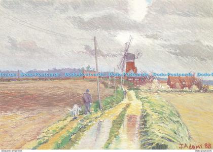 D156102 North Norfolk. Weybourne Windmill. Flaircard. Norfolk Series. Julie Adam