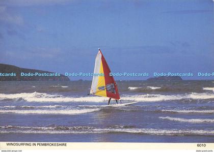 D163431 Windsurfing in Pembrokeshire. Pembrokeshire Eye Postcards. Haven Colourp