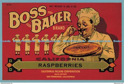 D188162 Boss Baker. Can Label. ca. 1930. California. Raspberries. Fresh Expressi