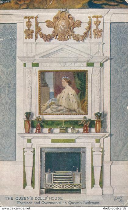PC63611 The Queens Dolls House. Fireplace and Overmantel in Queens Bedroom. Tuck