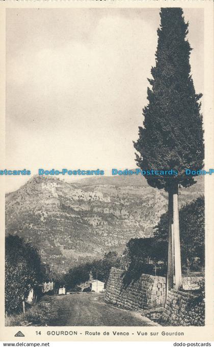 R015156 Gourdon. Route de Vence. Vue sur Gourdon. B. Hopkins