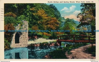 R015611 Rustic Bridge and Spring House. West park. Joliet. III. Harry F. Beach.