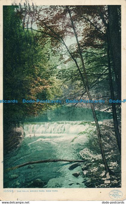 R027589 The Falls. Bronx Park. New York. Detroit. No 10598. 1909
