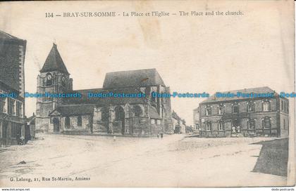 R036908 Bray Sur Somme. The Place and the Church. G. Lelong