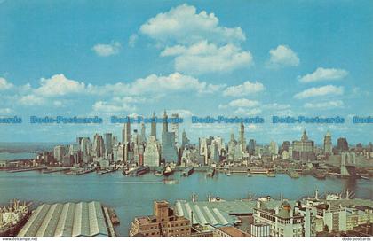 R081517 Lower Manhattan Skyline. New York City. Dexter Press. Manhattan Post Car