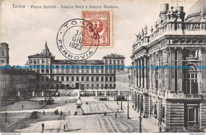 R133281 Torino. Piazza Castello. Palazzo Reale e Palazzo Madamo. Brunner. 1923