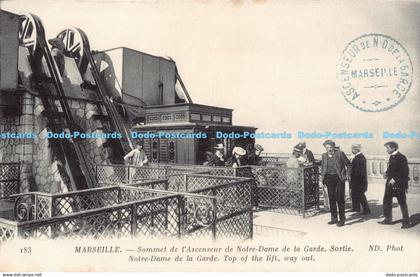 R179601 Marseille. Sommet de l Ascenseur de Notre Dame de la Garde Sortie. ND. N