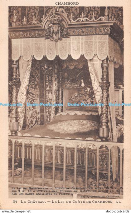 R263887 Chambord Le Chateau Le Lit du Comte de Chambord LL 34 Bazin Postcard