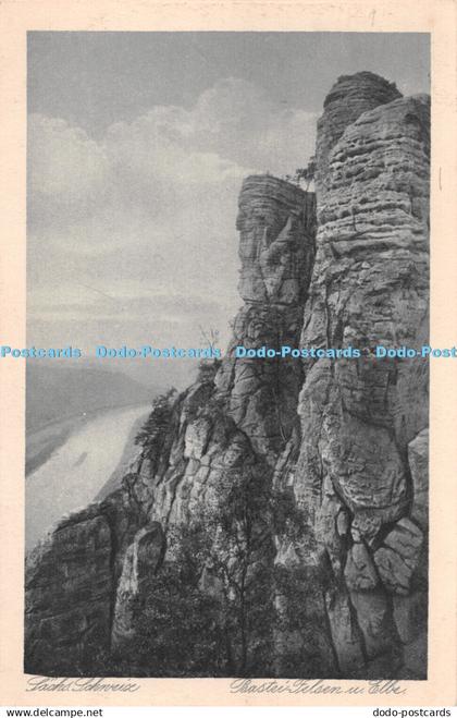 R286332 Sachs Schweiz Bastei Felsen u Elbe PG Postcard RP