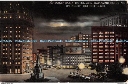 R334699 Pontchartrain Hotel and Hammond Building By Night Detroit Mich Wolverine