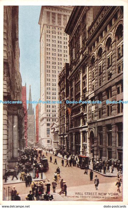 R361485 Wall Street New York Showing Trinity Church in distance N Y 388